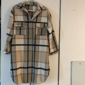 Plaid Long Sleeve Shirt Dress